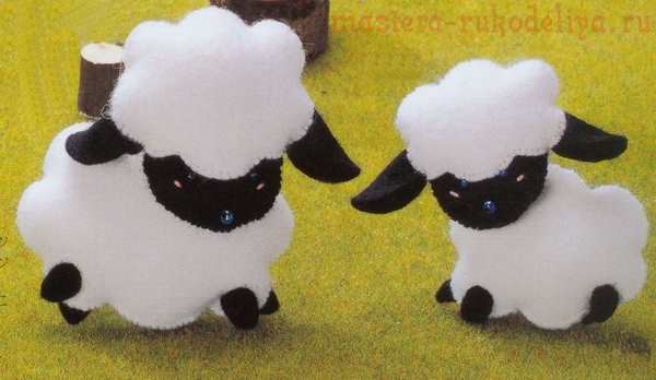 Елочные игрушки: овечки из фетра своими руками