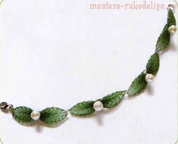 Мастер-класс по созданию украшений из капрона: Браслет Зеленые листики
