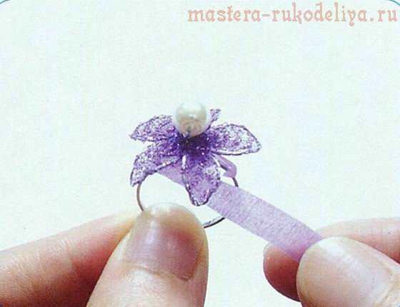 Мастер-класс по созданию украшений из капрона: Кольцо цветок с жемчужиной
