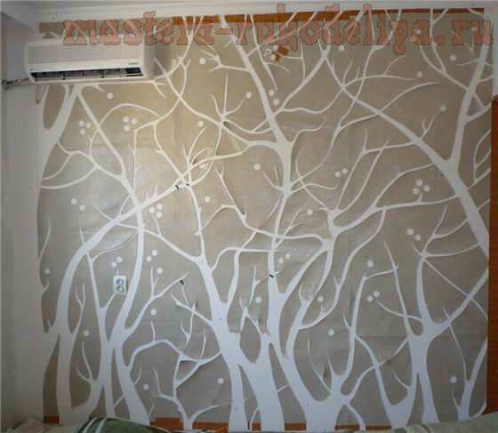 МАСТЕР-КЛАСС Панно на стену. Трафарет Листья пальмы своими руками. Декоративная штукатурка РусДекор
