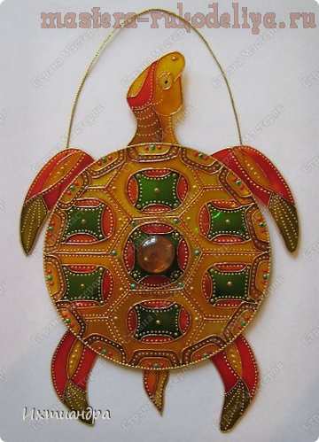 Мастер-класс по витражной росписи: Золотая черепаха