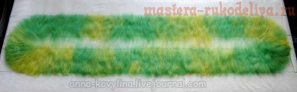 Мастер-класс по мокрому валянию: Капустный шарфик (шарф с воланами) с узорами из пряжи