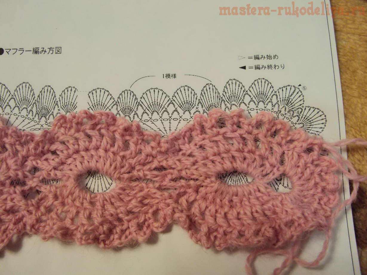 Мастер-класс по вязанию: Японский ажурный шарфик крючком13